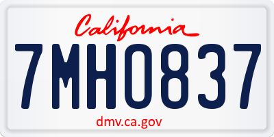 CA license plate 7MHO837