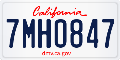 CA license plate 7MHO847