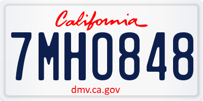 CA license plate 7MHO848