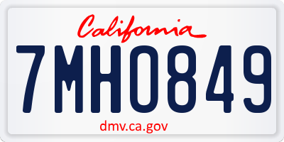 CA license plate 7MHO849