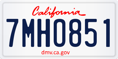 CA license plate 7MHO851