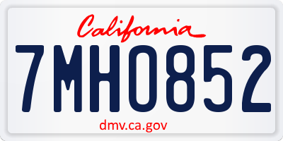 CA license plate 7MHO852