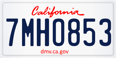 CA license plate 7MHO853