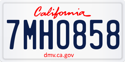 CA license plate 7MHO858