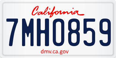 CA license plate 7MHO859