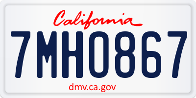 CA license plate 7MHO867