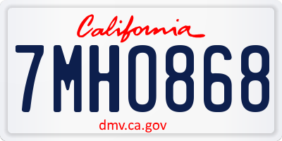 CA license plate 7MHO868