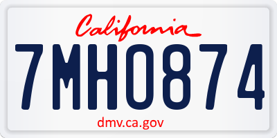 CA license plate 7MHO874