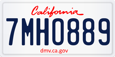CA license plate 7MHO889