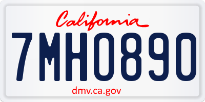CA license plate 7MHO890