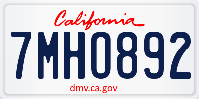 CA license plate 7MHO892