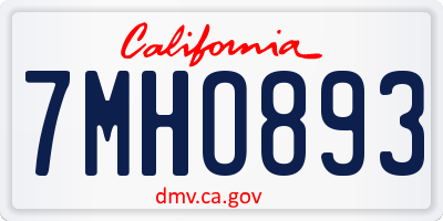 CA license plate 7MHO893