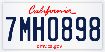 CA license plate 7MHO898
