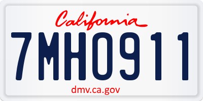 CA license plate 7MHO911