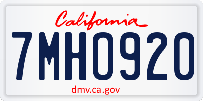 CA license plate 7MHO920