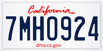 CA license plate 7MHO924