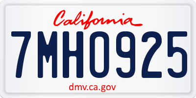 CA license plate 7MHO925
