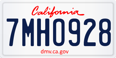 CA license plate 7MHO928