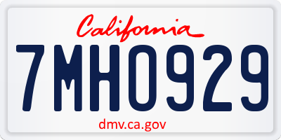 CA license plate 7MHO929
