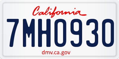 CA license plate 7MHO930