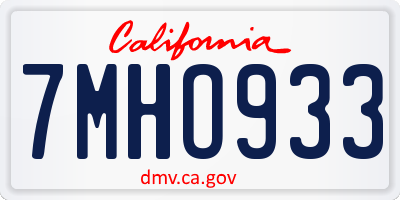 CA license plate 7MHO933