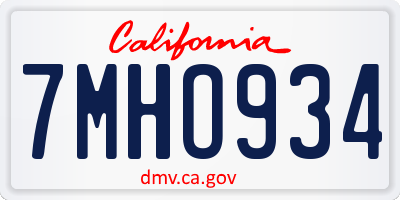 CA license plate 7MHO934