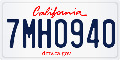 CA license plate 7MHO940