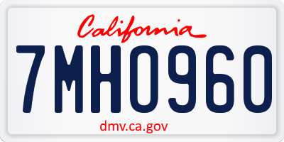 CA license plate 7MHO960