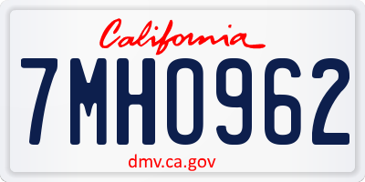CA license plate 7MHO962