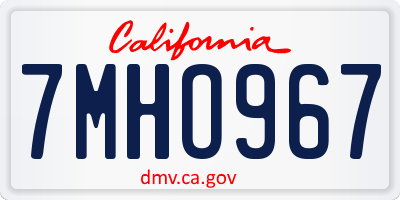 CA license plate 7MHO967