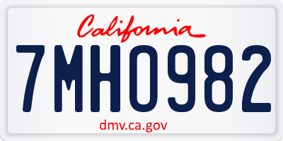 CA license plate 7MHO982