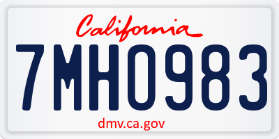 CA license plate 7MHO983