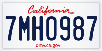 CA license plate 7MHO987