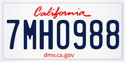 CA license plate 7MHO988