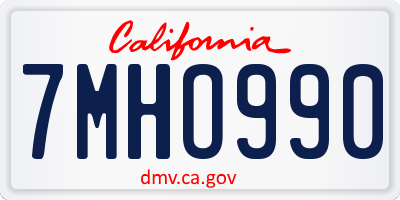 CA license plate 7MHO990