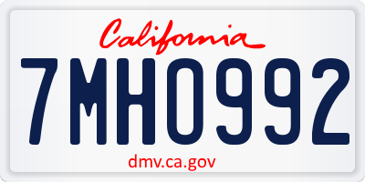 CA license plate 7MHO992
