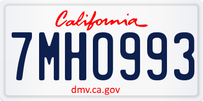 CA license plate 7MHO993