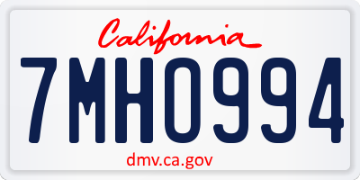 CA license plate 7MHO994