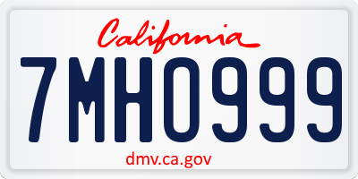 CA license plate 7MHO999