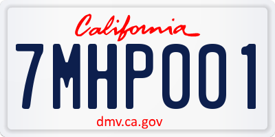 CA license plate 7MHP001