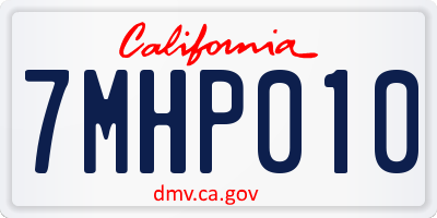 CA license plate 7MHP010