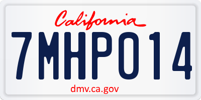 CA license plate 7MHP014