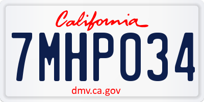 CA license plate 7MHP034