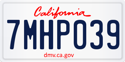 CA license plate 7MHP039