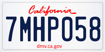 CA license plate 7MHP058