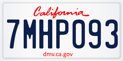 CA license plate 7MHP093