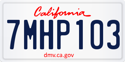 CA license plate 7MHP103