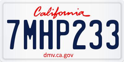 CA license plate 7MHP233