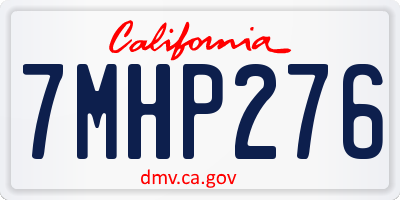 CA license plate 7MHP276