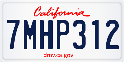 CA license plate 7MHP312